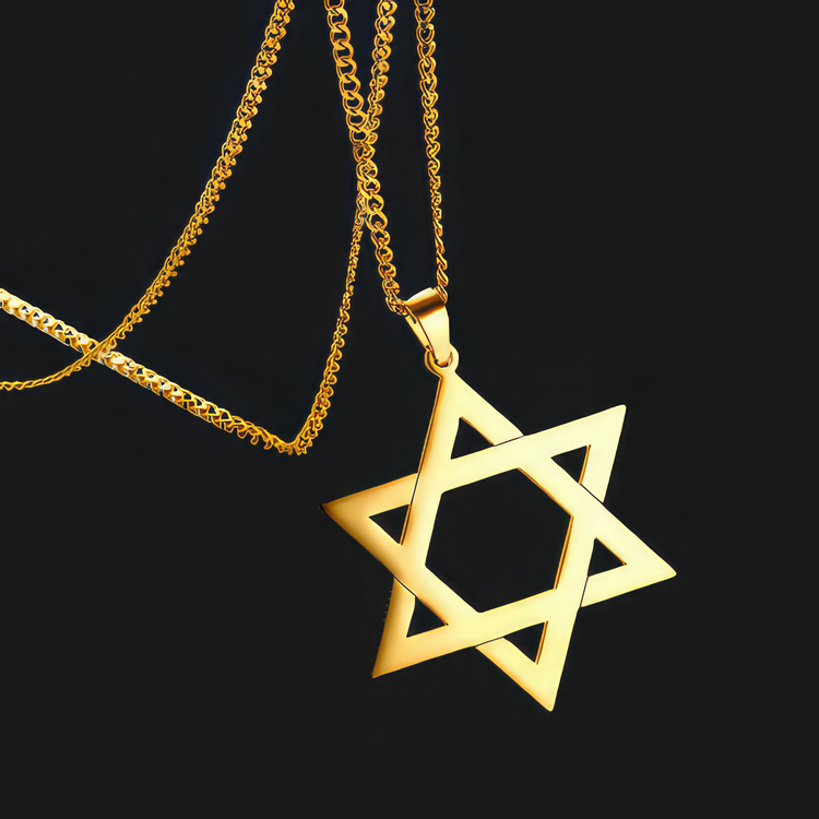 Gold Stainless Steel Star Of David Pendant