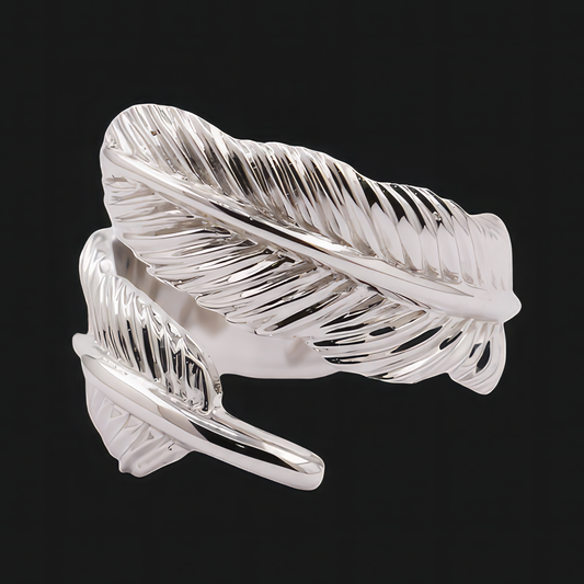 Men's Sterling Silver Feather Ring
