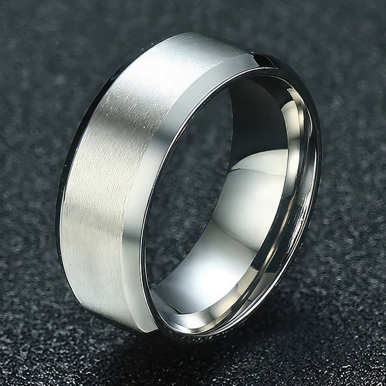 Brushed Stainless Steel Wedding Rings