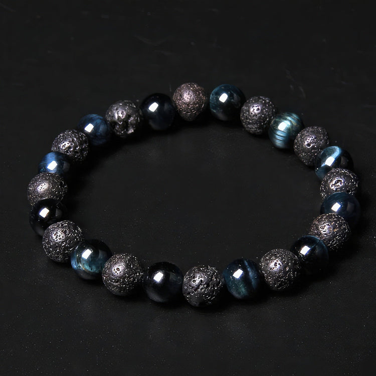 Lava Stone & Aqua Agate Bracelet