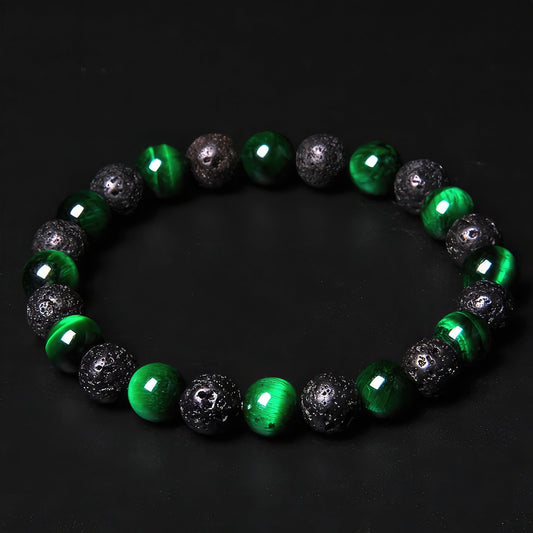 Lava Stone & Green Agate Bracelet