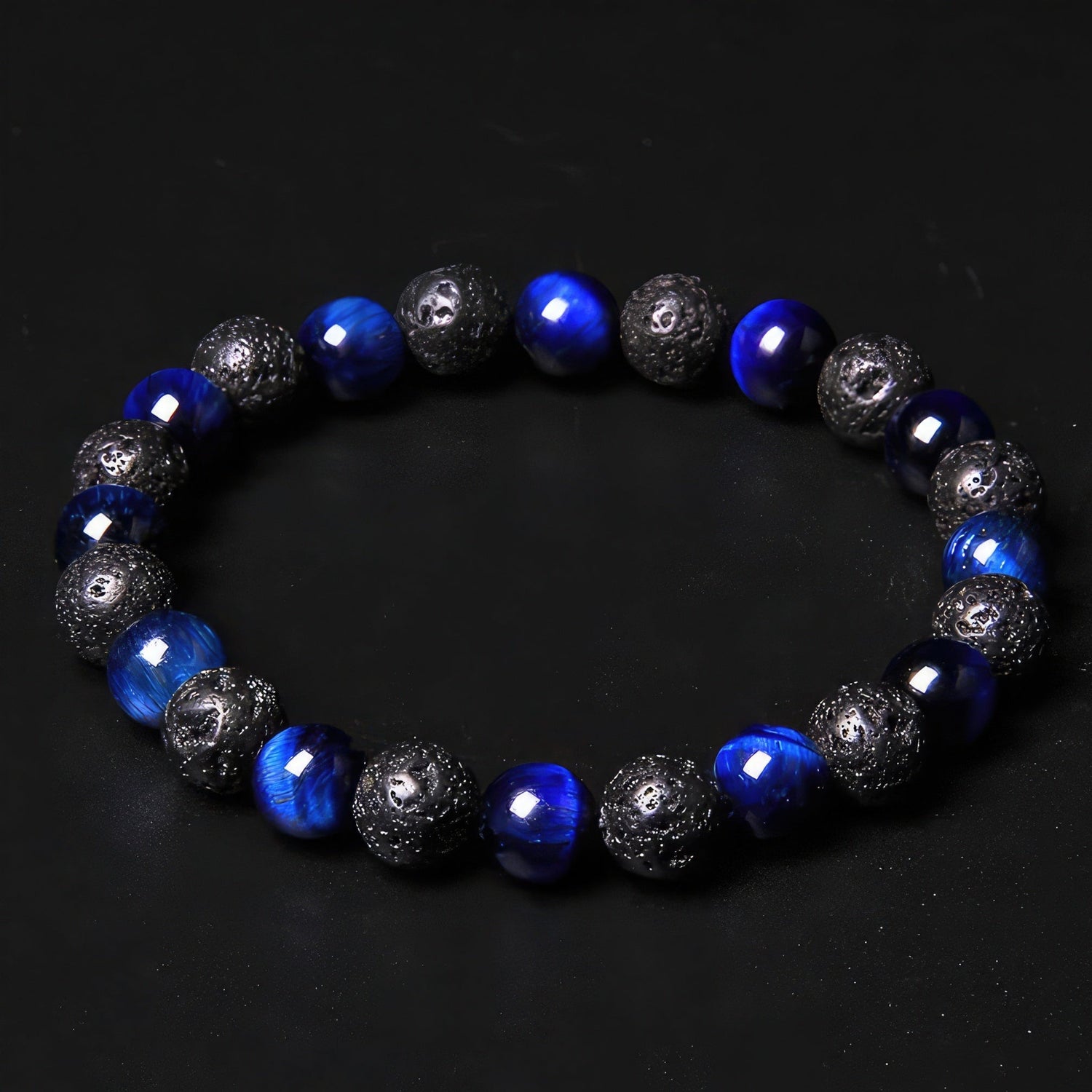 Lava Stone & Blue Agate Bracelet