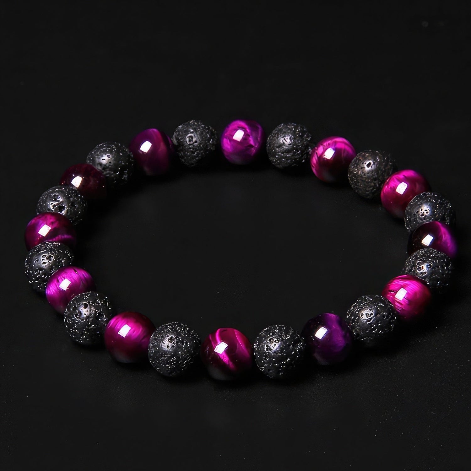 Lava Stone & Pink Agate Bracelet