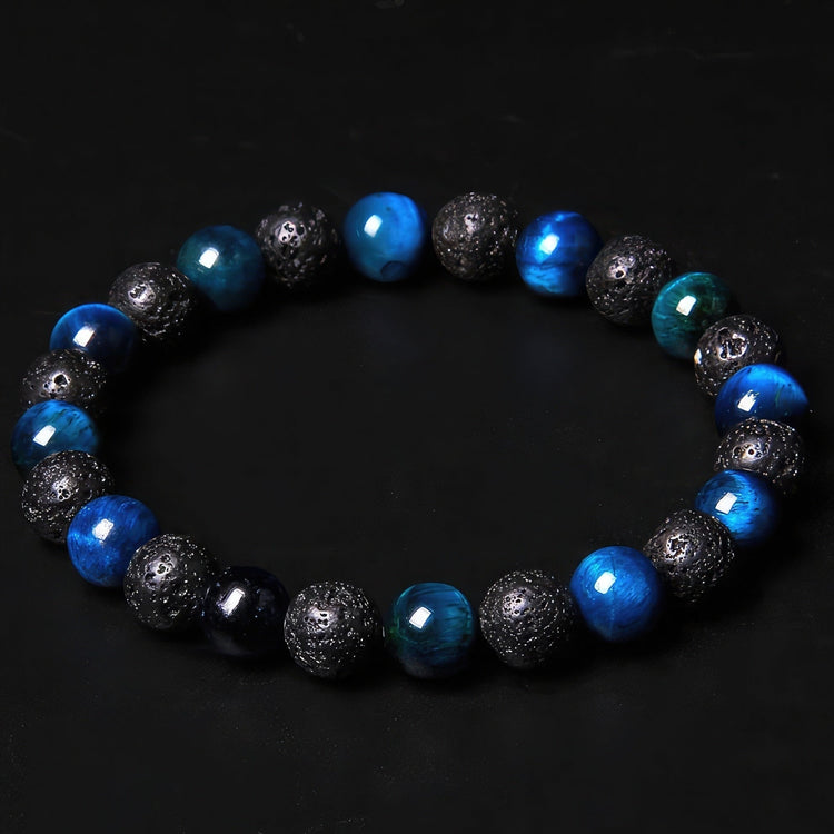 Lava Stone & Royal Blue Agate Bracelet