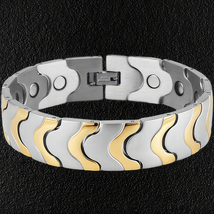 Two-tone Stainless Steel Wave Bracelet