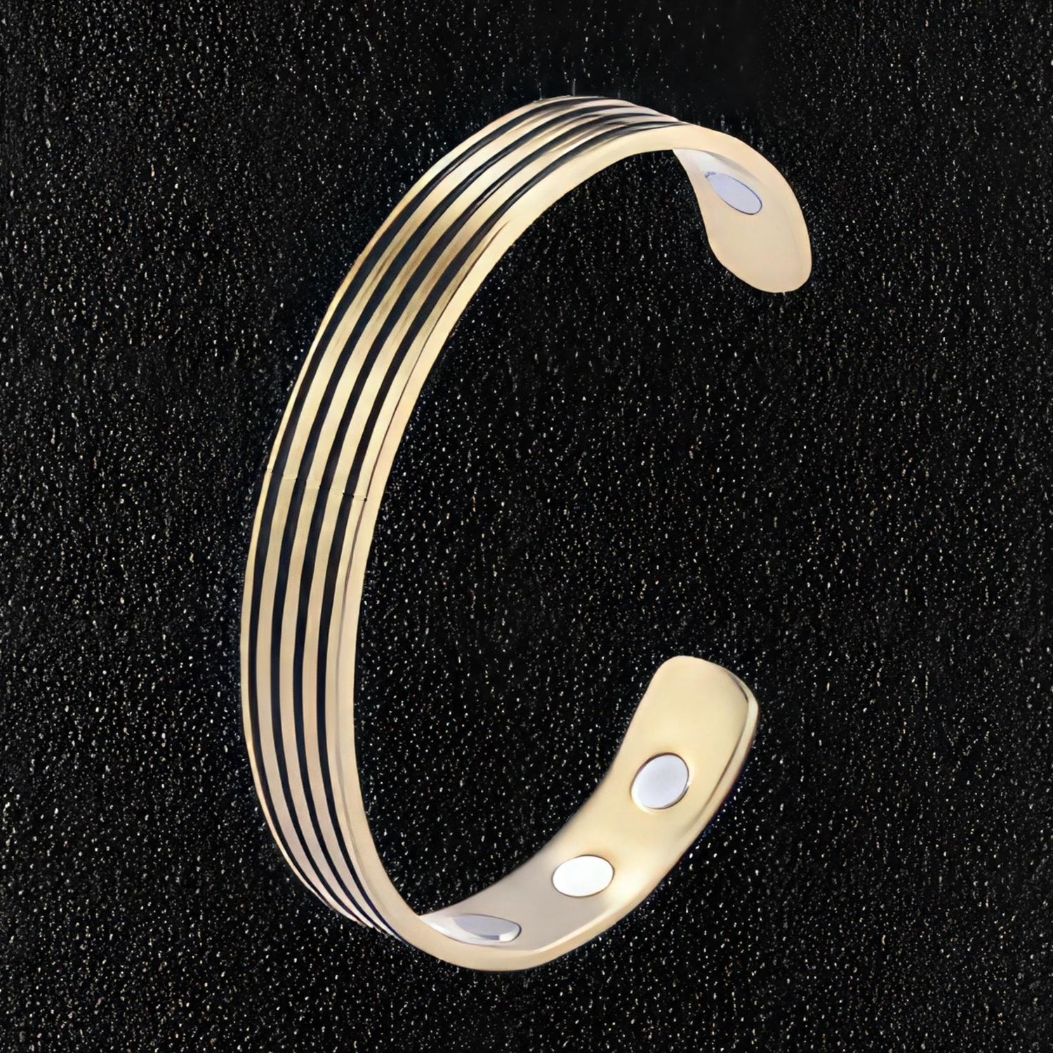 Striped Gold Stainless Steel Bangle