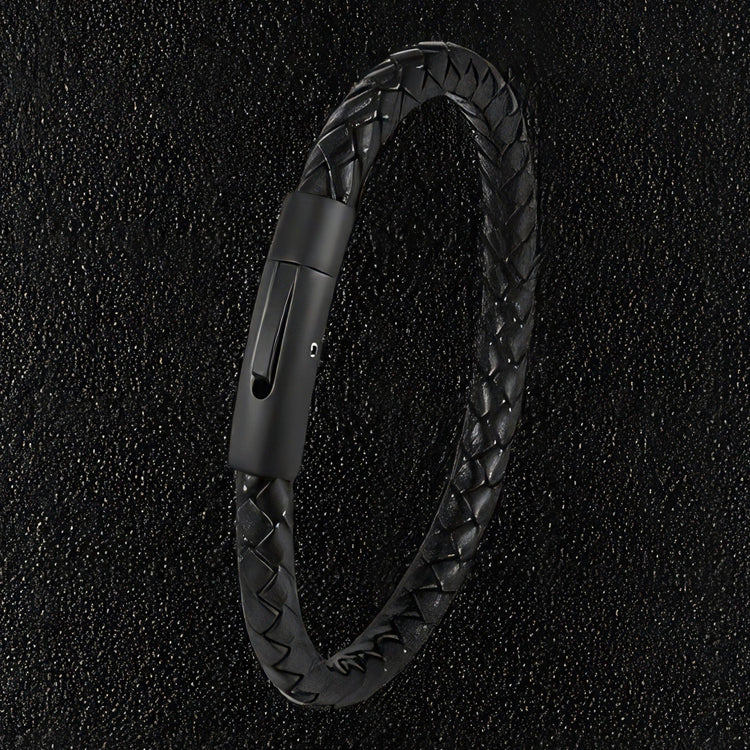 Mono Black Leather Bracelet