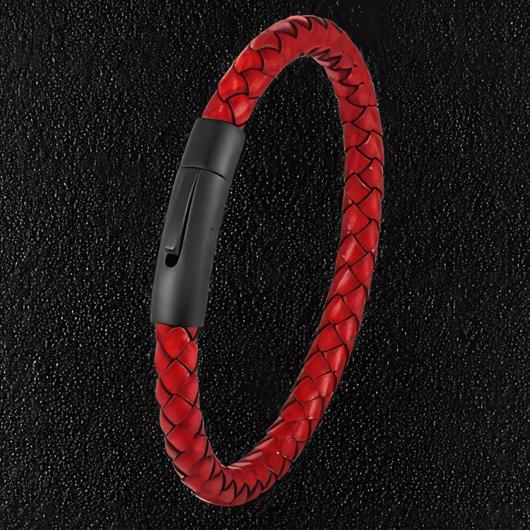 Mono Red Leather Bracelet