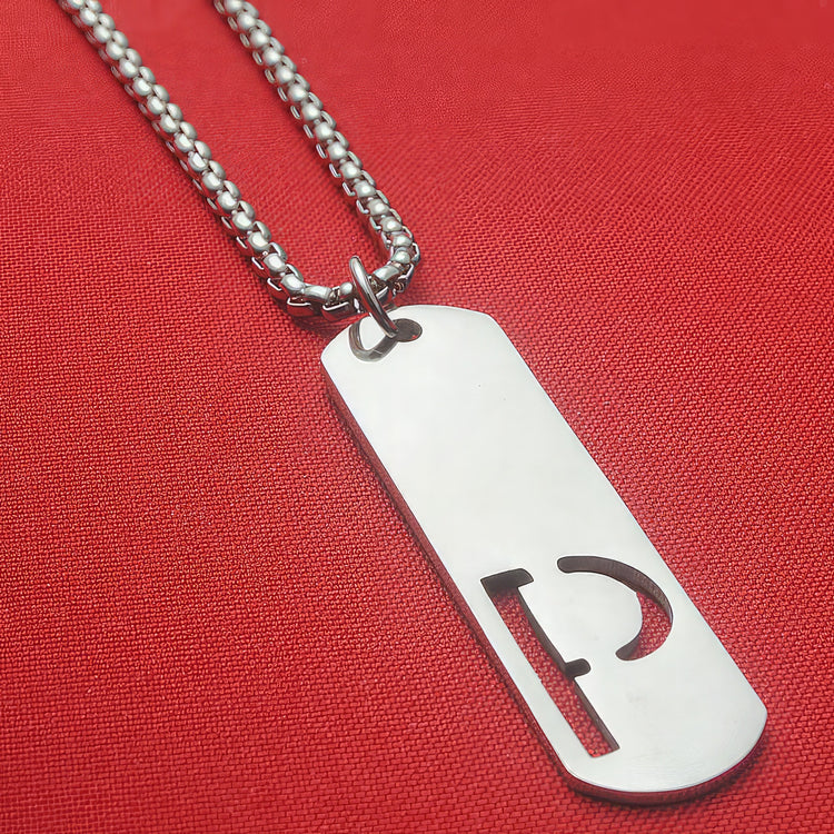 Narrow Initial Letter Dog Tag