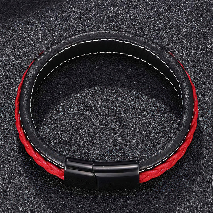 Red Woven Leather Bracelet